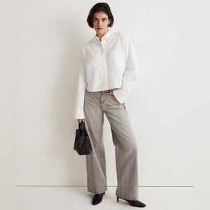 66/ NWT madewell nm642 The Signature Oxford Crop Shirt size L